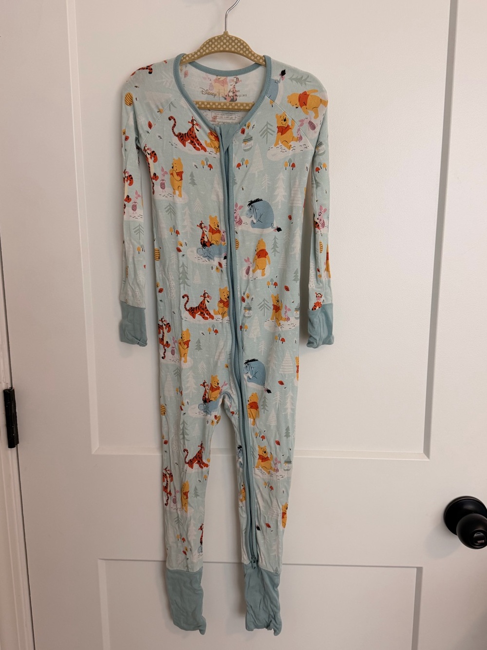 Disney Pastel Blue Winnie the Pooh Footed One-Piece Pajamas